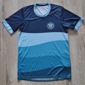 Soccer Jersey with Sublimation print in blue and navy blue by Sportswear of Tomorrow